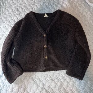 Black Sherpa Cropped Sweater